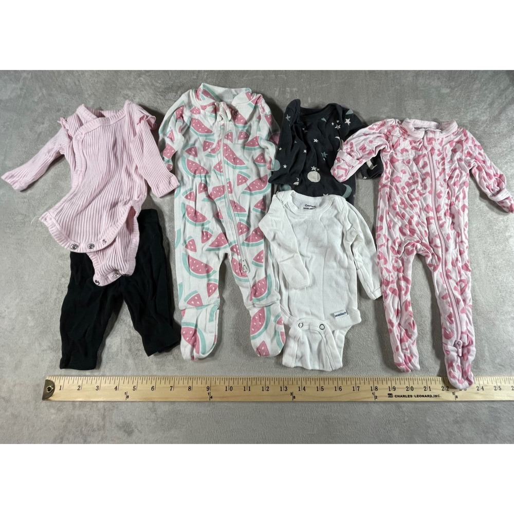 Kyte Okie Gerber Mixed Brand Clothing Lot Baby Preemie Pink Black White 6pc Set
